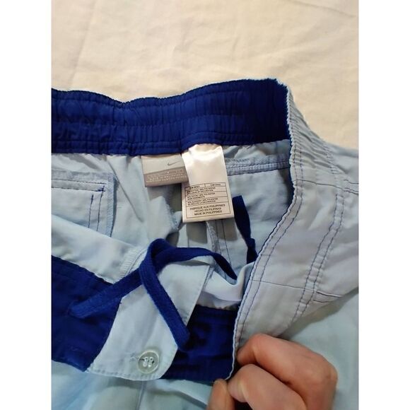 Nike Blue Women's Size Small Capri Cotton Blend Athletic Pants With Drawstring - Picture 4 of 9